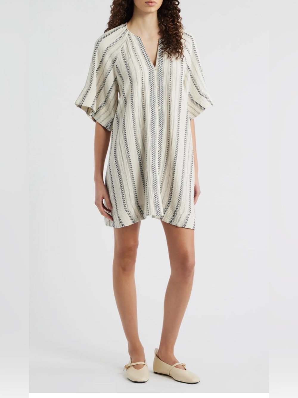FRNCH Noronha Stripe Organic Cotton Gauze Shirtdress size small